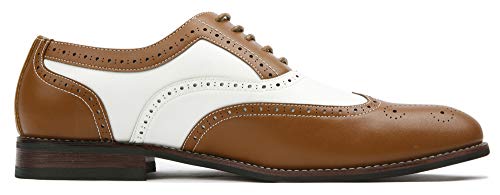 Image of Ferro Aldo Men's Wingtip Oxford Dress Shoes | Classic Brogue & Two-Tone Spectator Styles | Formal Wedding Business Party Shoe