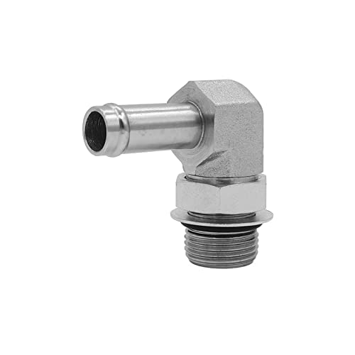 Image of (2-PACK) 4601-10-12-NWO Hydraulic Adapter Fitting 5 /8 inch Hose Barb x 3 /4 inch Male (1-1 /16 inch-12) Adjustable O-Ring Boss 90Pipe Joints Elbow Carbon Steel