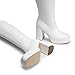 DREAM PAIRS Women's Platform Knee High Boots Chunky Block Heel Side Zipper Cute Gogo Boots,Size 8,WHITE-PAT,SDKB2418W