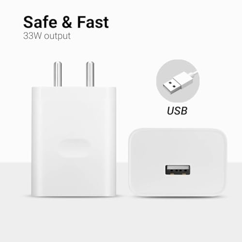 Image of 33W Fast Charging Adapter Supervooc Adapter Connecter Type - USB Type A to Type C Compatible with Op Po A77S & F11,White