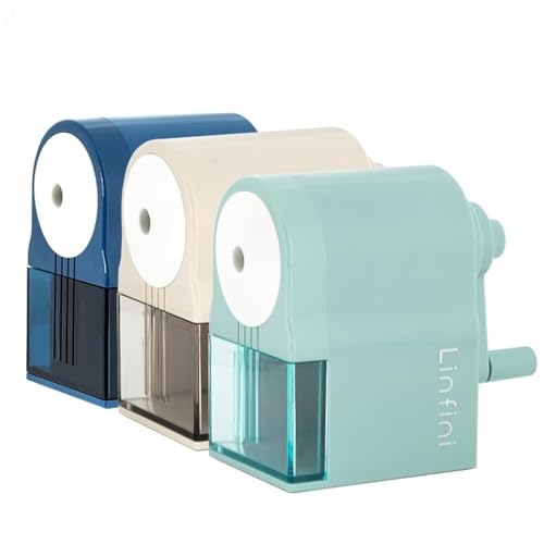 Deli Adjustable Tip Manual Pencil Sharpener Hand Crank Heavy-Duty Sharpener with Point Thickness Control Random Color 1 piece.