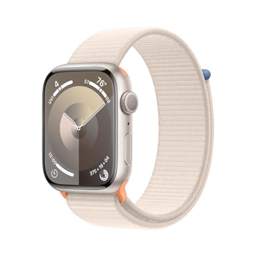 Apple Watch Series 9 [GPS 41mm] - Starlight Aluminum Case with Starlight Sport Loop, One Size (Renewed)