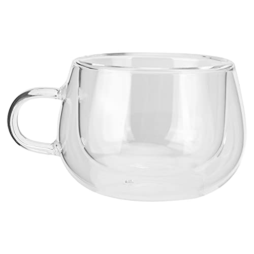 Round Transparent Glass Mug, Drinking Cup for Indoor Home Office, Wide Mouth Design Cup for Tea, Good Heat Insulation Water Cup for Milk Coffee