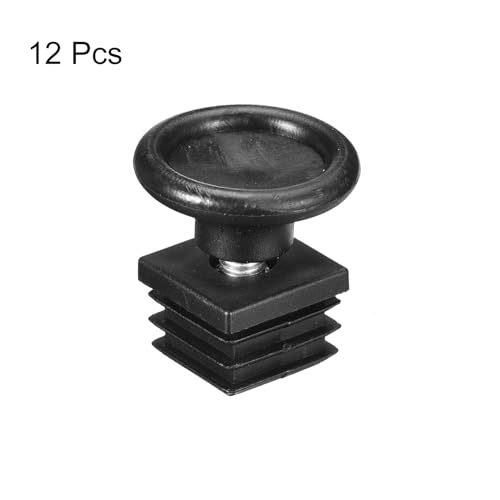 Image of uxcell 12Pcs Inserts for Square Tubes with Leveling Feet, for 0.98 inchx0.98 inch OD Square Tube, M8-1.25mm Thread Black Plastic Furniture Chair Blanking End Caps Insert Plugs