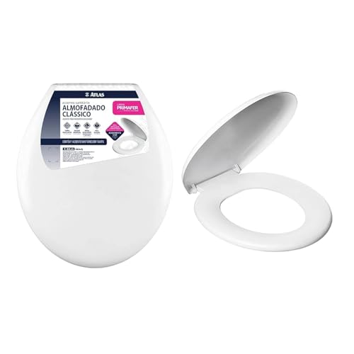Assento Sanitário Plástico Almofadado Clássico com Kit de Fixação, Atlas