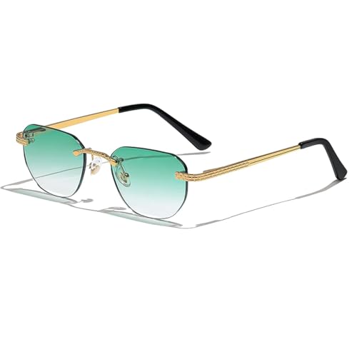 Lunettes de soleil rétro sans monture unisexe avec protection UV pour l'été