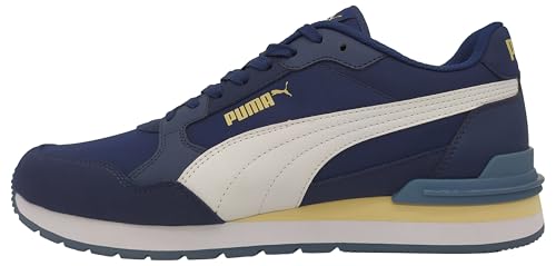 Puma St Runner V4 NL - Zapatillas de Deporte Unisex para Adulto, Lona Blanca Puma Azul Persiana, 42 EU