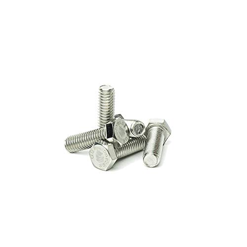 Image of 1 /2 inch-13 x 1 1 /4 inch Hex Head Tap Bolt Cap Screw, Stainless Steel 18-8, Fully Threaded, Bright Finish, Machine Point, Quantity 25 by Bridge Fasteners