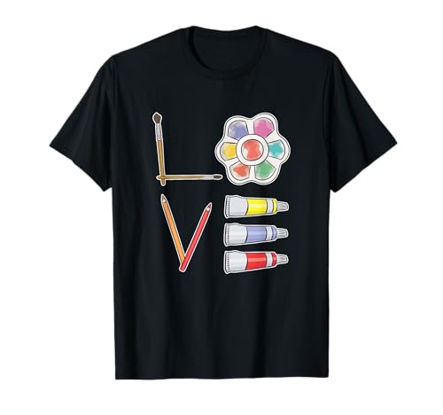 Arte Amor Regalo Lápices De Colores Artista De Dibujo Camiseta