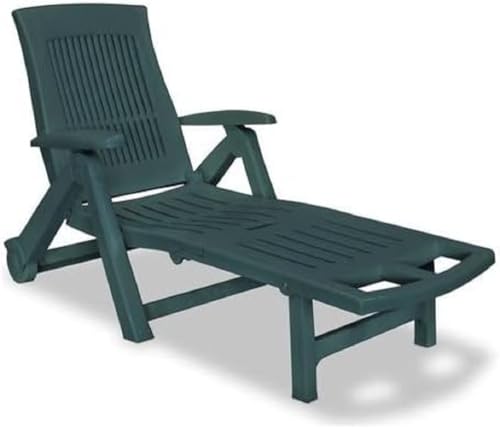 Dmora - Bains de Soleil Livorno, Chaise Longue de Jardin réglable avec roulettes, Chaise Longue d'extérieur, 100% Made in Italy, 195x72h101 cm, Vert