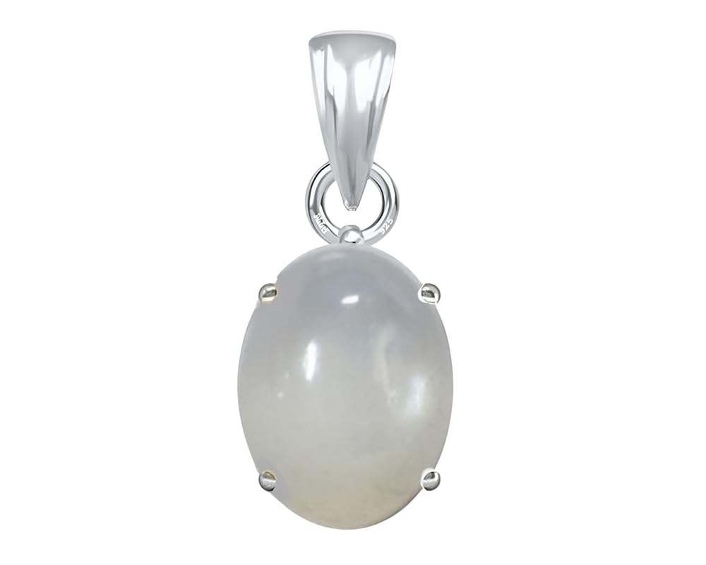 PTM Sterling Silver Moonstone/Chandrakant 3.25 to 10.25 Ratti or 3.00 to 9.50 Carat Natural Certified Astrological Gemstone 925 Bis Hallmark pendant for Men & Women