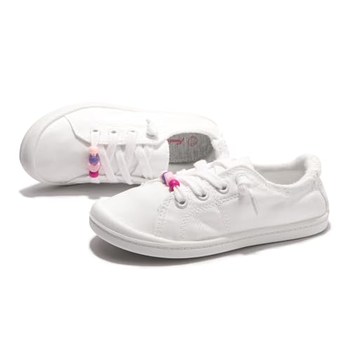 FUNKYMONKEY Girls Canvas Sneakers Lace up Lightweight Casual School Shoes for Toddler/Little Kids3