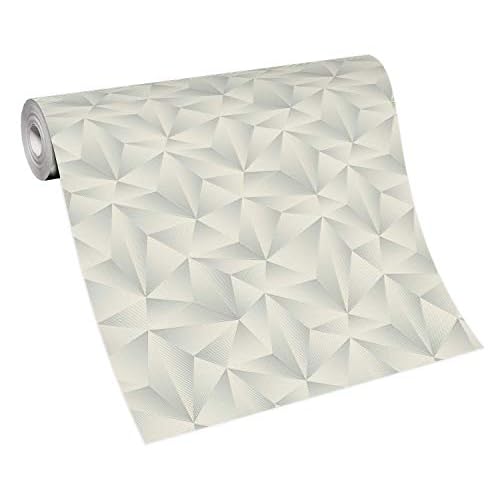 Vlies Tapete Design 3D Optik weiß grau metallic schimmer geometrisch 10106-31 Erismann