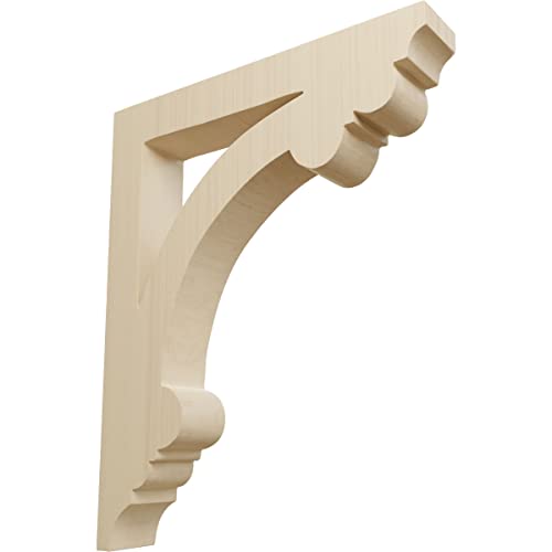 Ekena Millwork CORW02X09X11ELRW Medium Ellis Wood Corbels, 1 1/2" W x 8 1/2" D x 10 1/2" H, Rubberwood