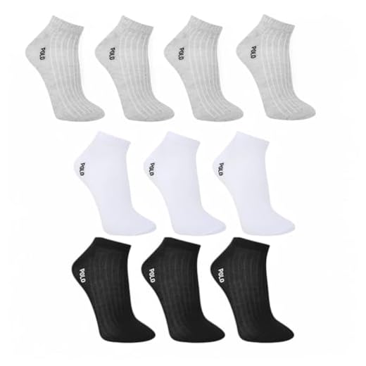 Kit 10 Pares Meias Soquete Polo London Club, Cano Curto Baixo Algodão Confort Respirável Adulto Masculino (BR, Alfa, Único, 43, Regular, Regular, 10, Kit 4)