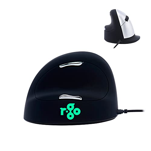 R-Go Tools HE Mouse, Design Ergonomique, Logiciel Anti-RSI, Souris Verticale pour gaucher, Grand (Longueur de la Main au-Dessus 185mm), pour Windows/Mac/Linux,...