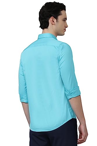 Image of Peter England Men's Slim Fit Full Sleeve Casual Shirt in Twill Weave Cotton