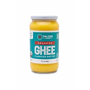 Tin Star Foods Grassfed Organic Ghee –365 Pasture Grazed, Hand Crafted Clarified Butter – Keto, Whole 30 and 21 Day Detox Approved, Lactose Free, Casein Free, – 32 fl oz