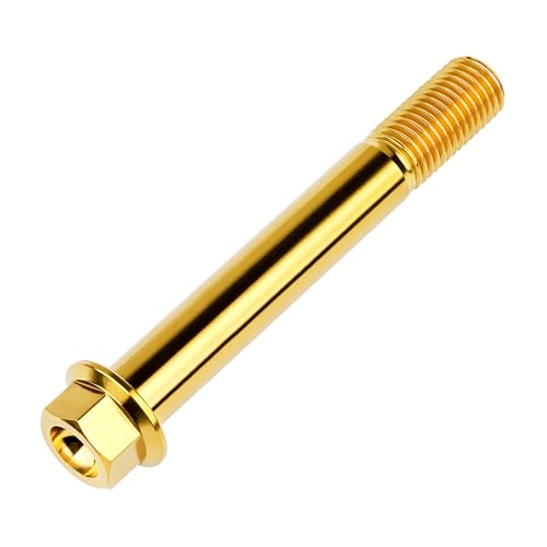 Image of Titanium Bolt M12 30 35 40 45 50 55 60 65 70 75 80 85 90mm Hex Small Flange Head for Motorcycle Car Modification Pack of 4 (M12x90mm Pitch 1.5, Gold)
