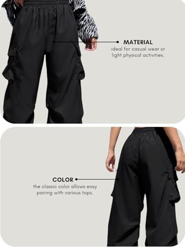 Image of GRECIILOOKS Women's Cargo Pants|Trousers |High Waist Cotton Trouser |Flared Parachute Pants with Side Pockets | Cargo Pant|Elegant for College & Events