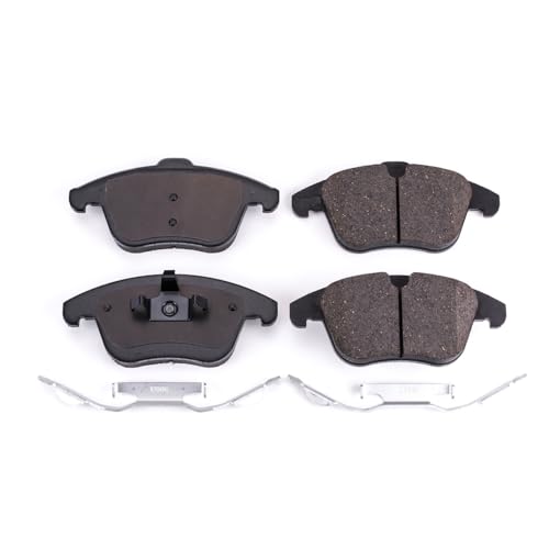 Image of PowerStop Front Brake Pads for Land Rover LR2 2008-12 |Rover LR2 2015 |Volvo S60 2015-17 |S80 2015-16 |V60 2015-18 |Volvo XC70 2008-16 - Z17 Ceramic Brake Pads with Installation Hardware, 17-1306
