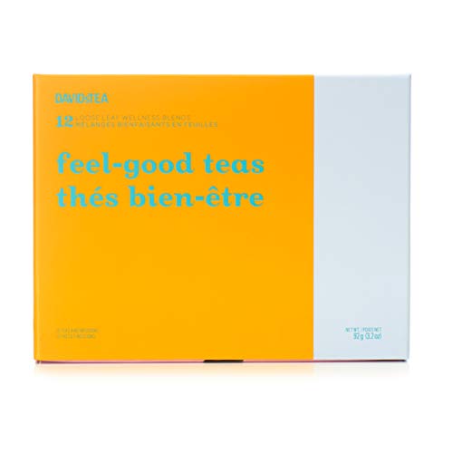 DAVIDsTEA Feel-Good Teas 12 Tea Sampler, Loose Leaf Tea Gift Set, Assortment of 12 Wellness Teas and Infusions, 92 Grams