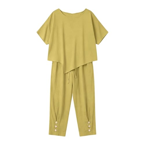 Traje de lino para mujer elegante conjunto de dos piezas con acabado suave 4