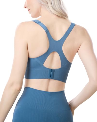 Image of Momcozy Nursing Bras for Breastfeeding, Ribbed Maternity Bra with Racerback, Soft Stretchy Nursing Sports Bra for Yoga
