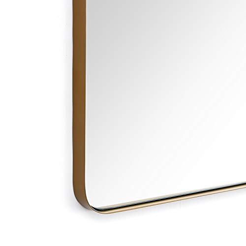 Bikarsoul Square Mirror With Rounded Corner For Wall Decor Modern Brass Framed Wall Mirror For Living Room Bathroom Bedroom Entryway Bks-132-Jin60-D #TOP3