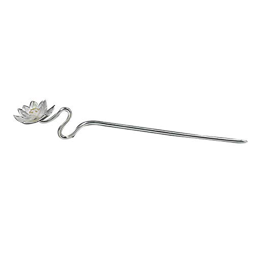 Bâton à cheveux en argent sterling 925 et son pompon lotus rétro