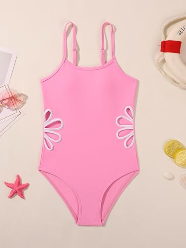 Girls Swimsuit, Adjustable Straps Petal Shape Cut Out One Piece Bathing Suit Girls' Swimwear 7-14T2