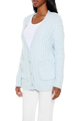 Forever 21 Women's Fuzzy Cable Knit Cardigan Sweater4