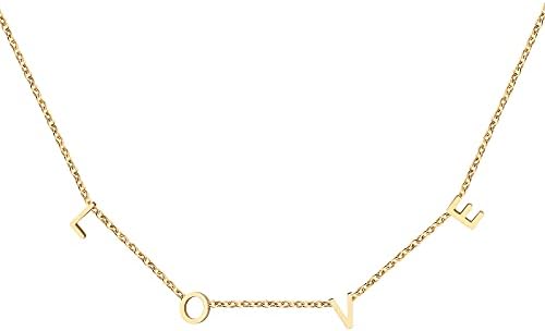 Memgift Love Necklaces Letter Necklaces for Women Mother Grandma Necklace Perfect Personalized Dainty 18K Gold Plated Stainless Steel Jewelry Birthday Mother's Day Christmas Gifts