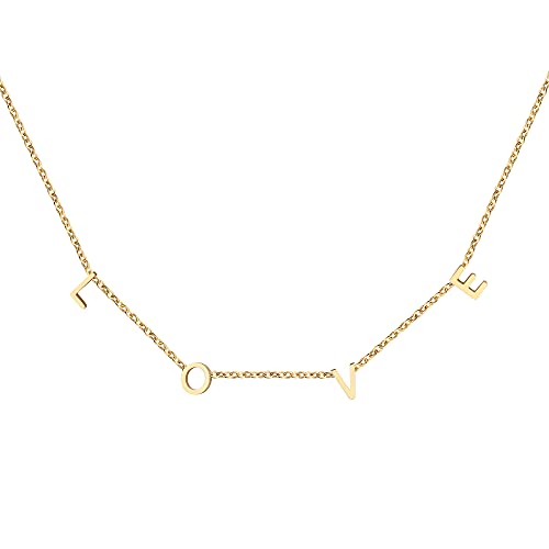 Memgift Love Necklaces Letter Necklaces For Women Mother Grandma Necklace Perfect Personalized Dainty 18K Gold Plated Stainless Steel Jewelry Birthday Mother's Day Christmas Gifts #TOP19