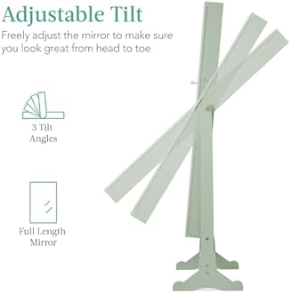 Best Choice Products Freestanding Jewelry Armoire Cabinet, Full Length Standing Mirror, Lockable Makeup Storage Organizer, w/Velvet Lining, 3 Angles, Lock, Accessory Pouch, 5 Shelves - Sage