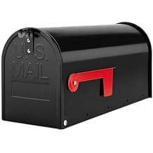 HomeSake Medium Mailbox Post Mount for Letters & Small Packages 19 in Large Interior, Galvanized Steel Outdoor Mailbox, Wide Opening, Weatherproof Rust-Resistant Curbside Mailbox for Home Black
