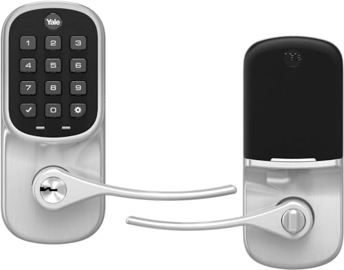 Image of Yale Satin Nickel Assure Lock Entry Door Handle with Wi-Fi Connected Keypad, Smart Door Lock with Handle and Back-Up Key for Single Hole Entry Door, YRL216-WF1-619