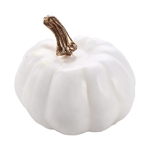 Zucca artificiale ornamentale, 7,8 cm, modello di zucca artificiale, mini zucca artificiale, decorazione per feste di Halloween (bianco)