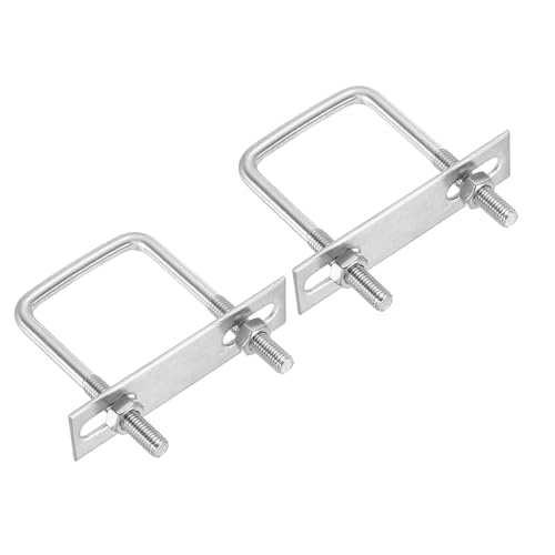 Image of PATIKIL M8x50x90mm Square U-Bolts Kit, 2Set 304 Stainless Steel Square U Shaped Bolts Replacement Parts with Frame Plates and Nuts for Ski Board Sailboat Trailer