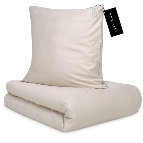 bugatti Bettwäsche 155x220 cm - 100% Baumwolle, Reißverschluss,...