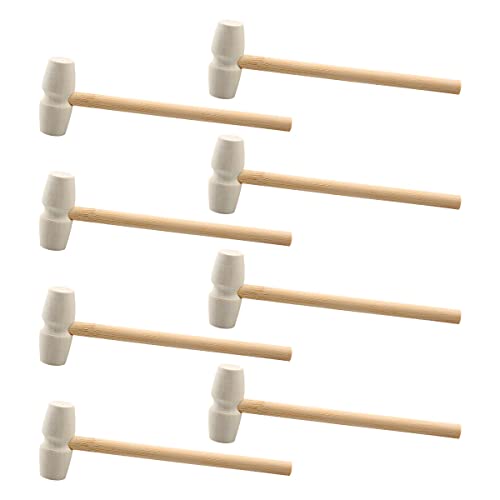 8PCS Mini Wooden Hammer Jagowa Crab Lobster Mallets Children Baby Seafood Shellfish Hammers Dessert Making Wood Cracker Party Art Crafts Supplies
