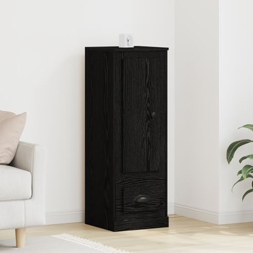 Homgoday Altillo Negro Roble 36x35,5x103,5 cm Madera Elaborada