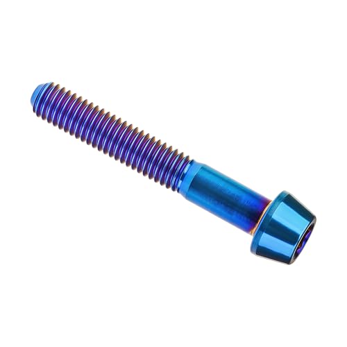 Image of Titanium Ti Bolt M5x9 16 18 20 25 30 35 40 45 50 55 60mm Tapered Head Screws Pack of 4 (M5x35mm, Burnt Blue)