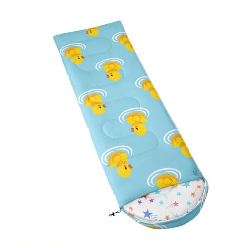 Bolsa de dormir Erosebridal azul claro con diseño de pato de goma para camping y actividades al aire libre miniatura 4