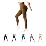 Wolff Anti-Cellulite Leggings Damen | High Waist Sport Leggings mit Senfsalbe-Effekt | Straffend & Bequem (Kaffee,L)