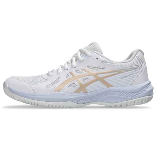ASICS Women's Upcourt 6 Volleyball Shoes, 11.5, White/Champagne