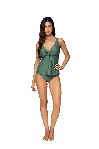 Sunsets Forever Tankini Top, Moss, 34E/32F/30G4