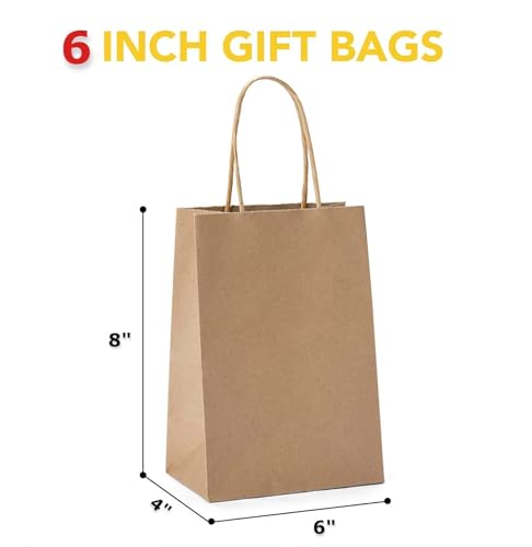 Image of Gitanjali Paper Curves Gift Bags- 6 inchx8 inchx4 inch 50pcs Brown -Small Paper Return Gift Bag, Party Favor kraft Paper Shopping Retail Paper Carry Bags, Disposable Paper covers (6x8x4 in Brown, 50 pack)