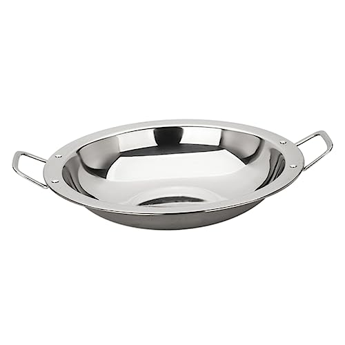 OKUMEYR Double Handle Stainless Steel Cooking Pan Kitchen Hot Pot for Seafood Stews More Wide Bottom for Home Restaurants