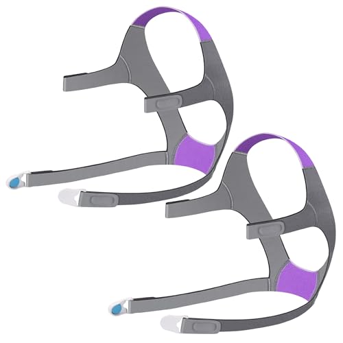Image of Airfit f20 Headgear with Clips, 2 Pack Adjustable Replacement CPAP Headgear Strap for ReaMed Airfit /AirTouch F20 Full Face Mask, Purple